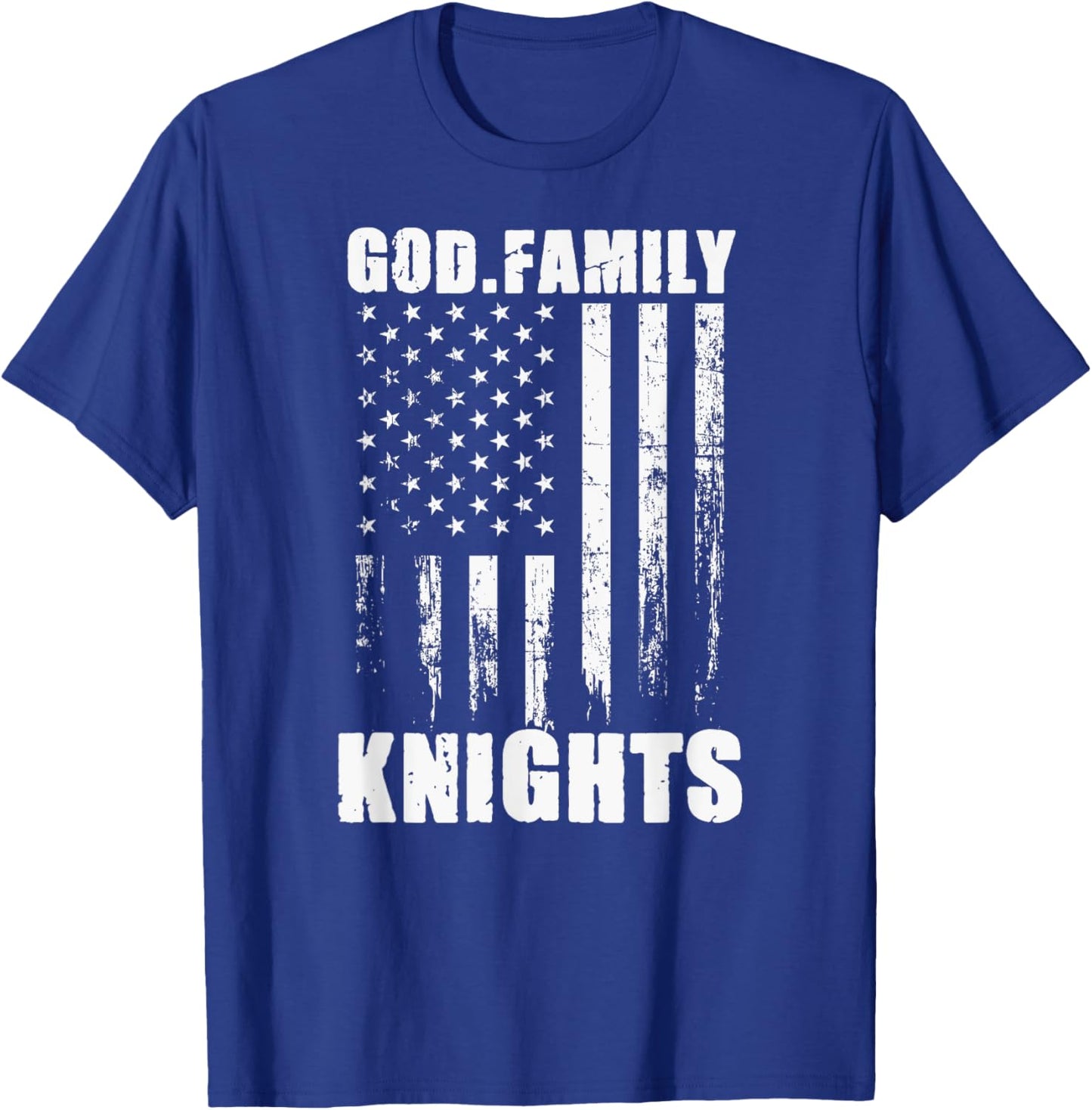 Fairview Knights God. Family. Vintage USA Flag T-Shirt - T-Shirt | Royal