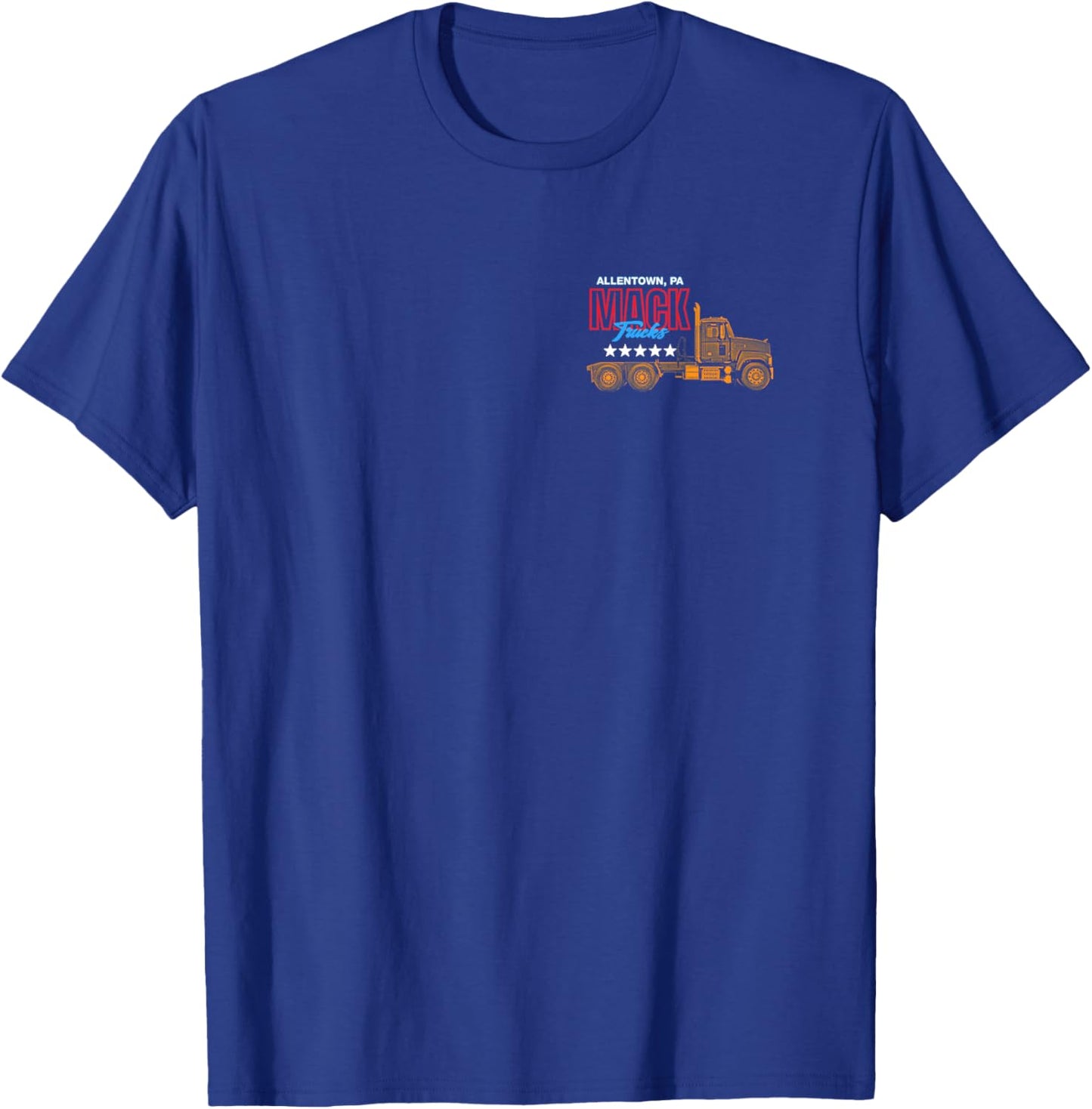 Mack Trucks Front and Back Retro Hauling Logo Trucker T-Shirt - T-Shirt | Royal