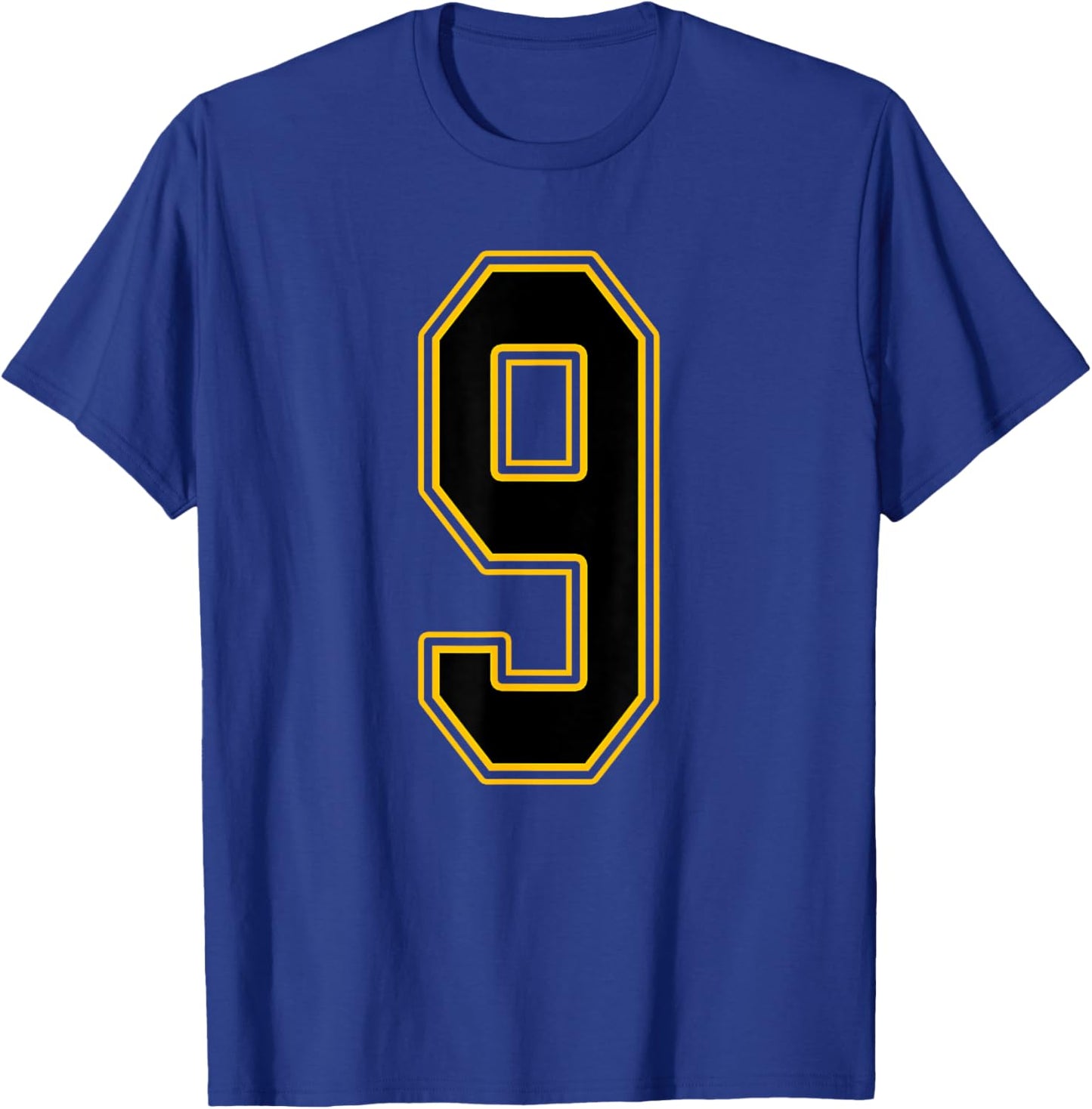 Black and Gold Number 9 Jersey Player Uniform #9 T-Shirt - T-Shirt | Royal