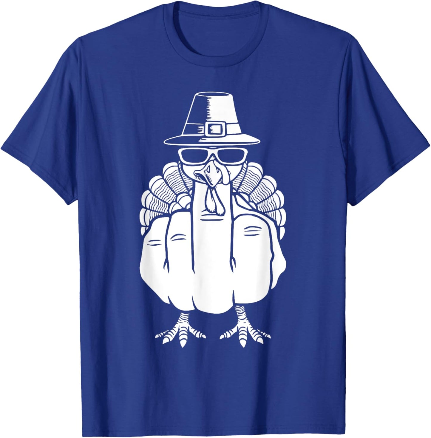 Turkey Middle Finger Adult Anti Social Thanksgiving Hand T-Shirt - T-Shirt | Royal
