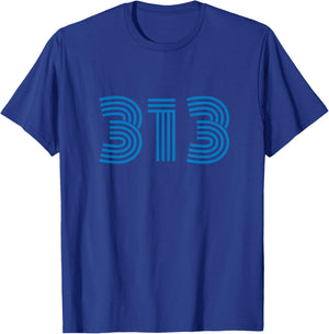 Detroit 313 Area Code Retro T-Shirt - T-Shirt | Royal