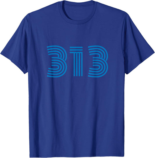 Detroit 313 Area Code Retro T-Shirt - T-Shirt | Royal