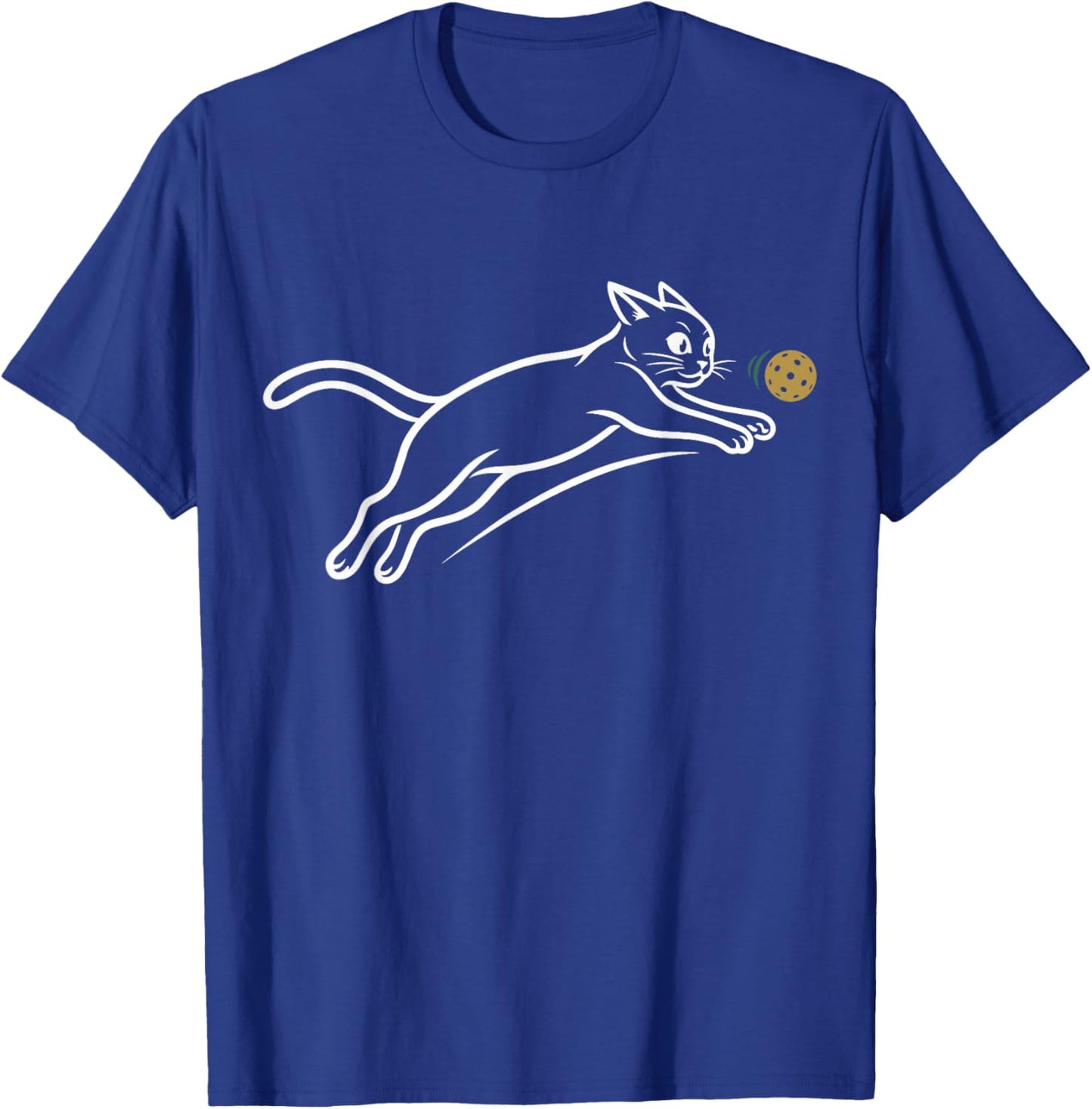 Chat Pickleball Drôle Minimaliste Ligne Poursuite Balle Fans T-Shirt - T-Shirt | Royal