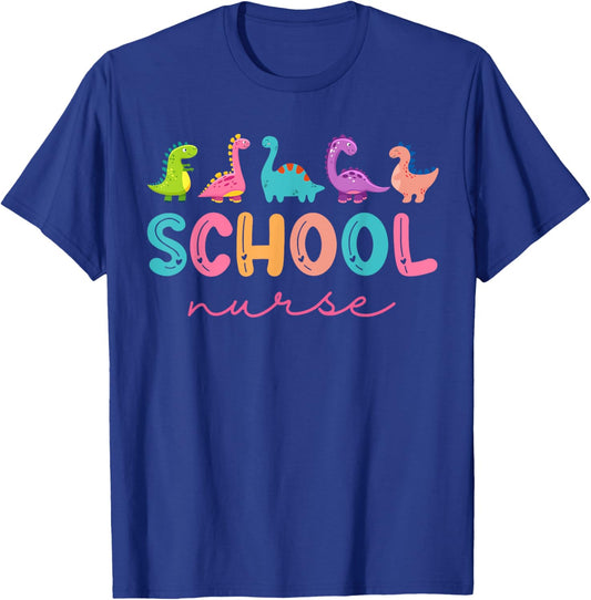 School Nurse Dinosaurs Appreciation Nursing Nurse Day T-Shirt - T-Shirt | Royal