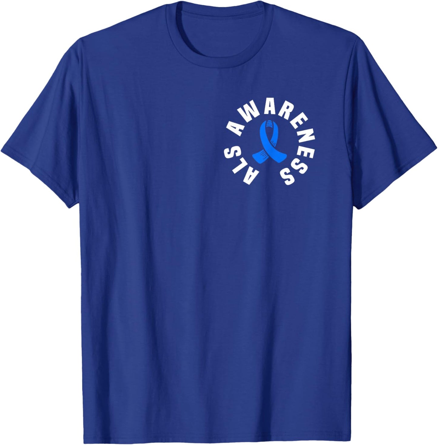 ALS Awareness Pocket Wear Blue Ribbon ALS Disease Support T-Shirt - T-Shirt | Royal