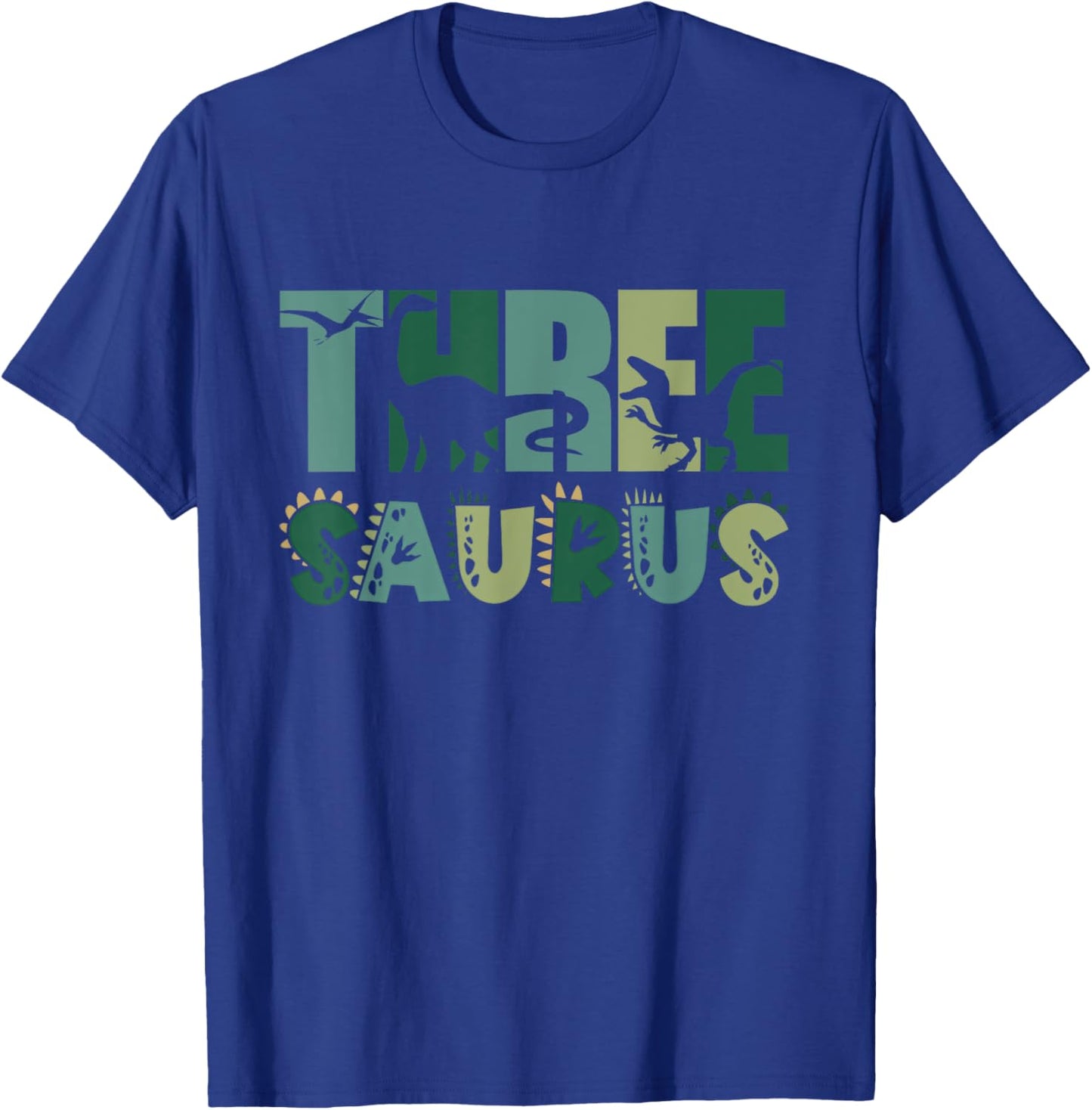 Three Saurus 3rd Birthday Dinosaur Boy Toddler Kids T-Shirt - T-Shirt | Royal