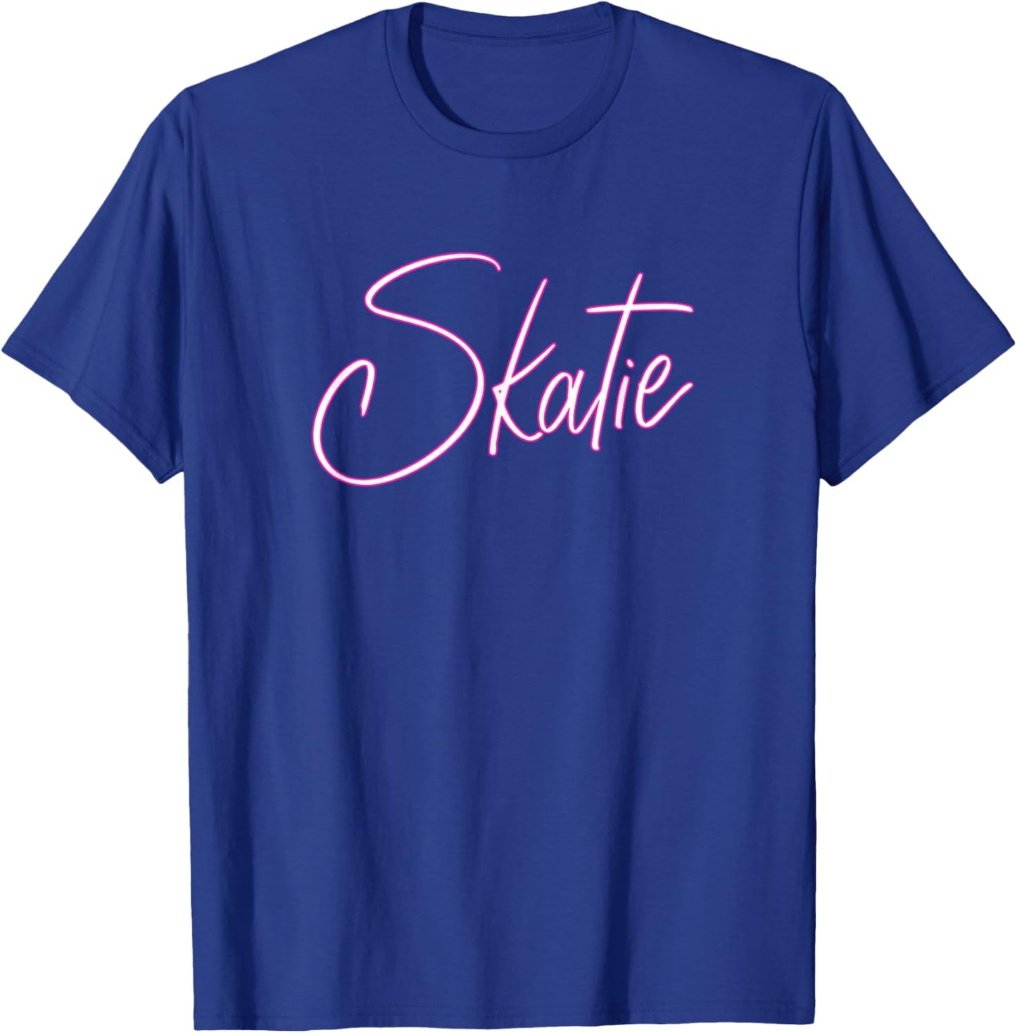 Skatie White with Pink Outline Bold and Stylish Design T-Shirt - T-Shirt | Royal