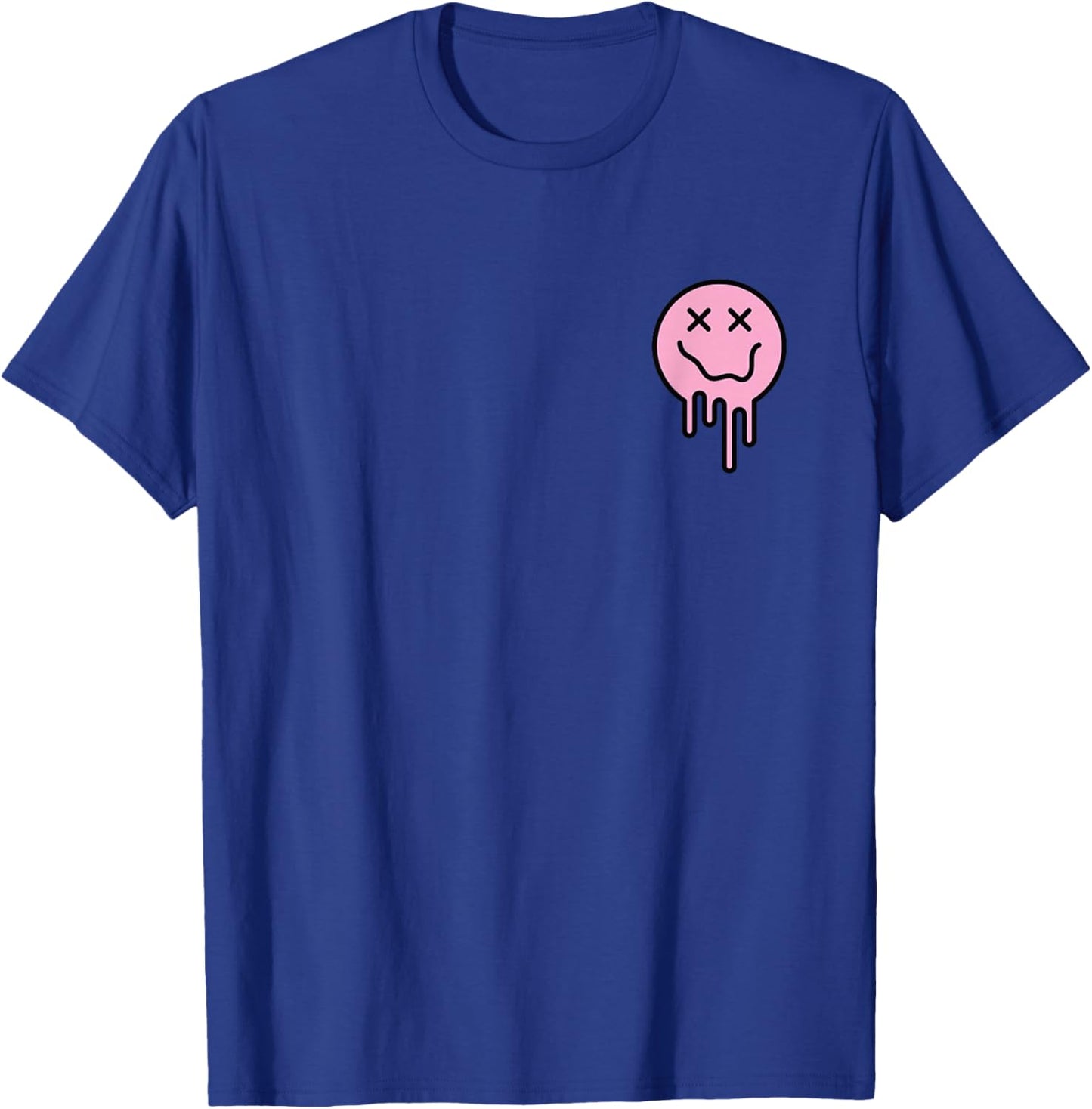 Cute X Eyes Melting Happy Face Melted Dripping Smile Face T-Shirt - T-Shirt | Royal