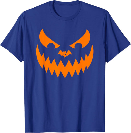 Pumpkin Face | Jack O Lantern | Scary Halloween Costume T-Shirt - T-Shirt | Royal