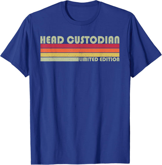 Head Custodian Vintage School Custodian Limited Edition T-Shirt - T-Shirt | Royal
