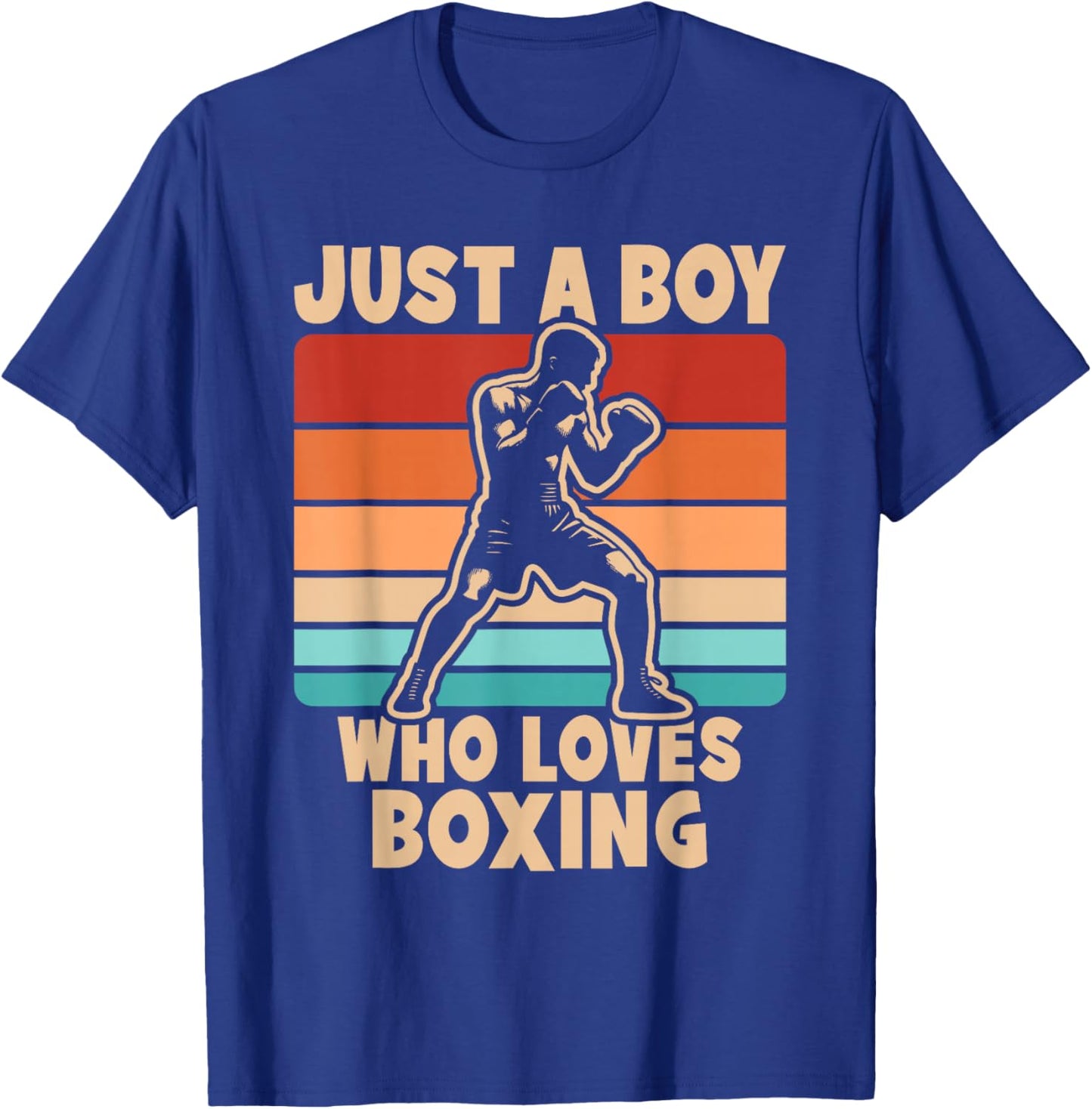 Just A Boy Who Loves Boxing Funny Retro Boxer Kids T-Shirt - T-Shirt | Royal
