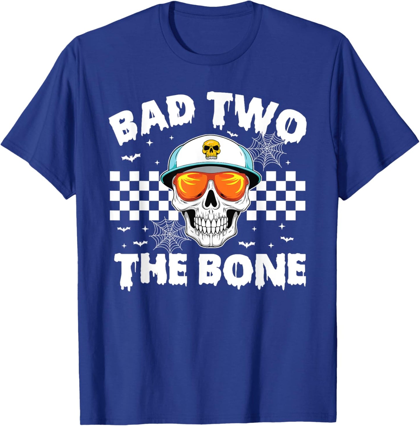 Bad To The Bone Skeleton Halloween TWO Birthday Toddler Kids T-Shirt - T-Shirt | Royal