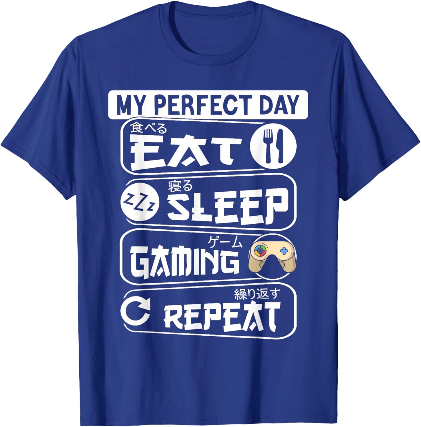 My Perfect Day Play Video Games Funny Gamer Men Boys Kids T-Shirt - T-Shirt | Royal
