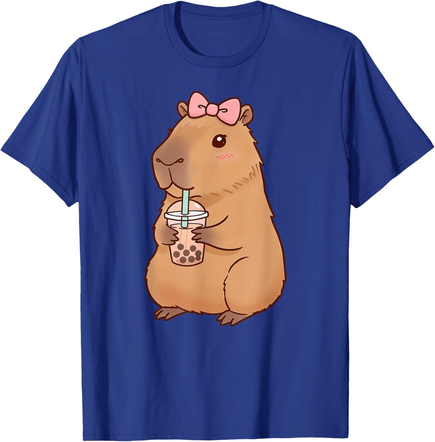 Kawaii Anime Capybara Drinking Boba Bubble Tea Kids Girls T-Shirt - T-Shirt | Royal