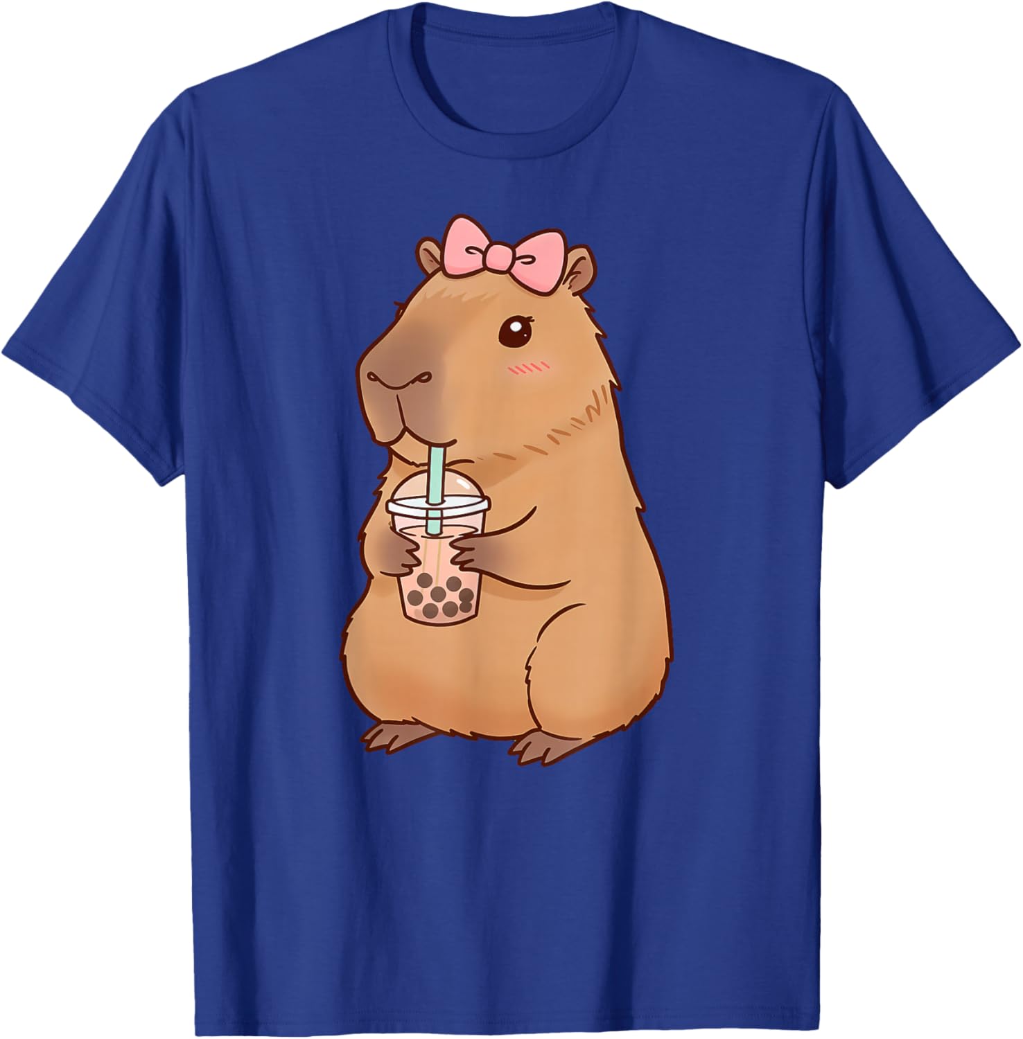 Kawaii Anime Capybara Drinking Boba Bubble Tea Kids Girls T-Shirt - T-Shirt | Royal