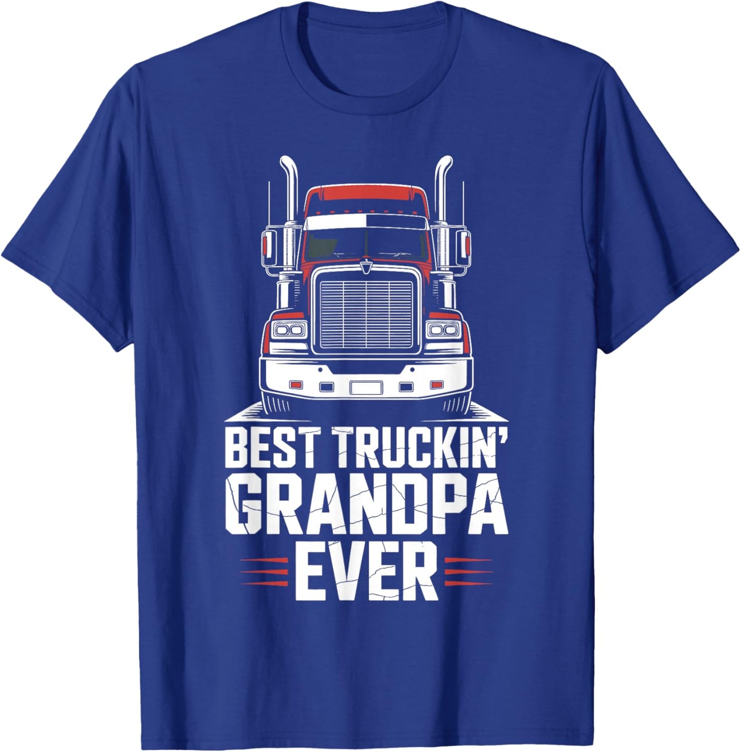 Best Truckin Grandpa Ever Trucker Truck Driver Grandpa T-Shirt - T-Shirt | Royal