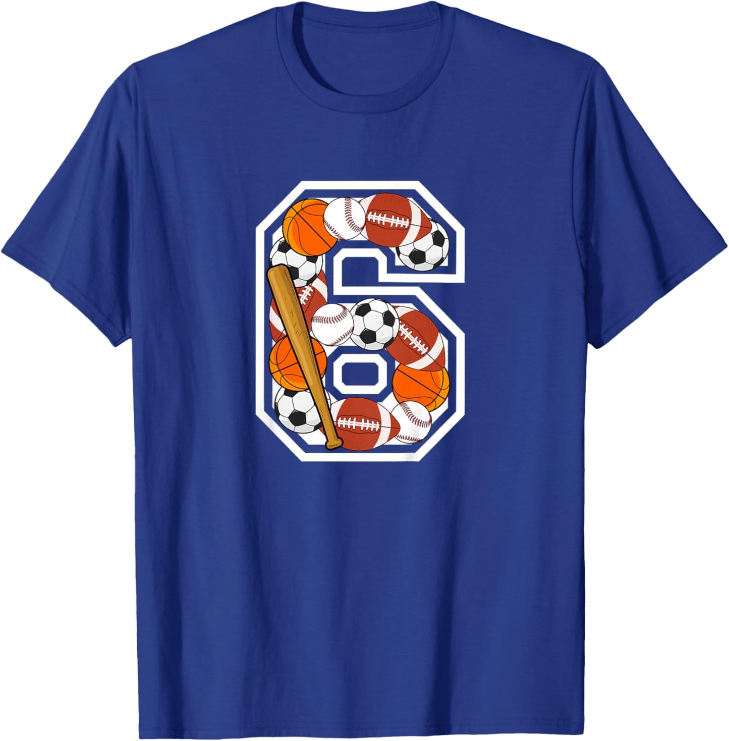 Kids 6th Birthday Sports Birthday Party 6 Year Old Boy T-Shirt - T-Shirt | Royal