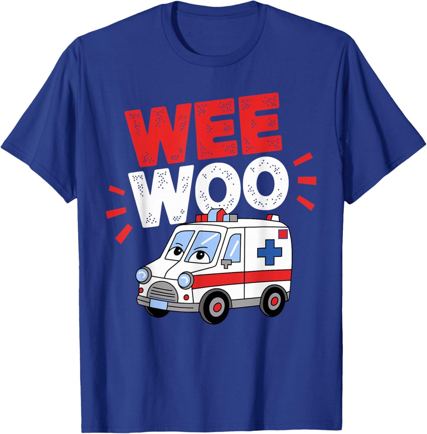 Funny Wee Woo EMT Paramedic - Black, Small, Short Sleeve, Modern, Cartoon, Fun, Classic, Humorous T-Shirt - T-Shirt | Royal