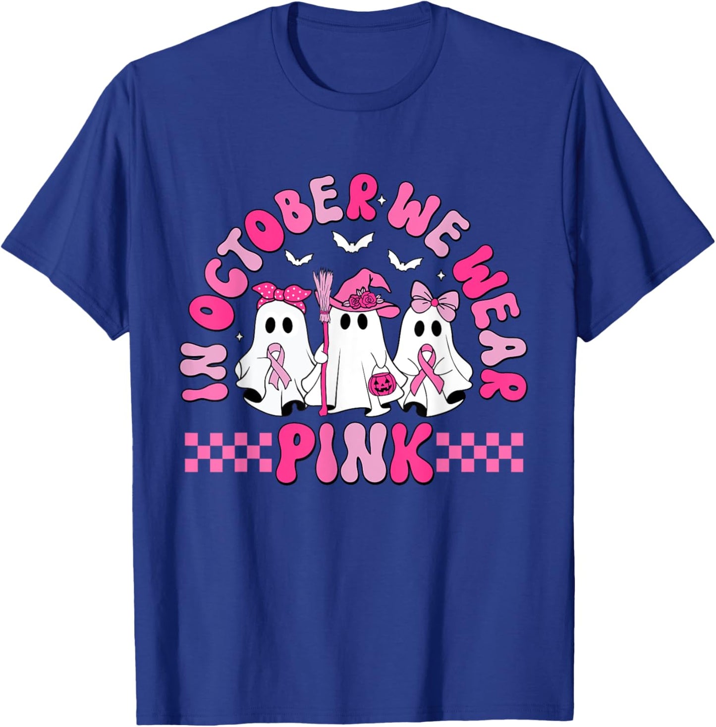 In October We Wear Pink Halloween PCT Breast Cancer T-Shirt - T-Shirt | Royal