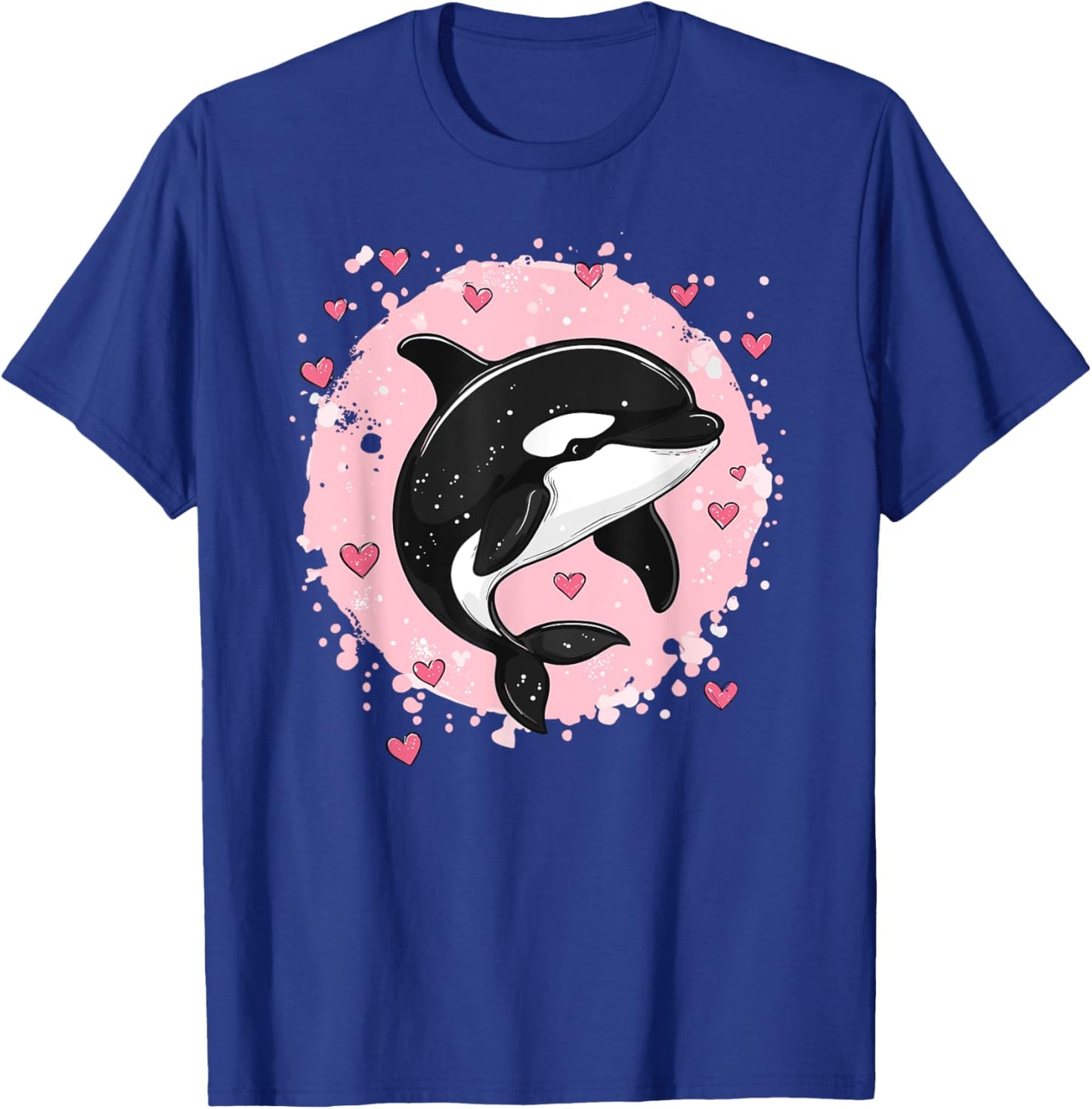 Orque entourée de cœurs et d'éclaboussures roses T-Shirt - T-Shirt | Royal