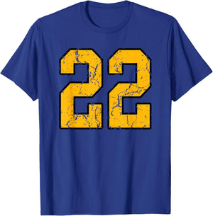 Gold and Black Sports Number 22 Jersey Uniform Player T-Shirt - T-Shirt | Royal