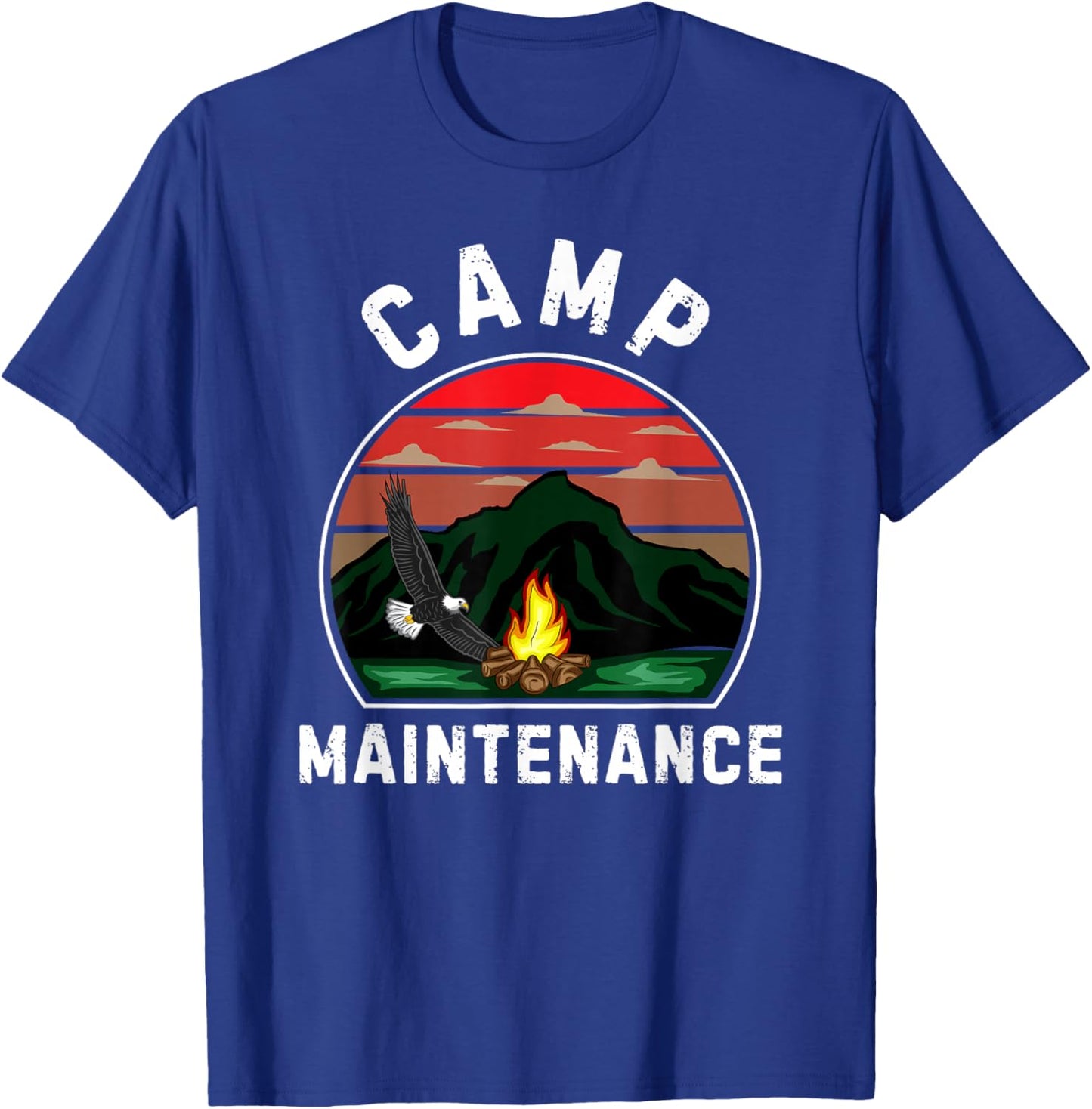 Camp Maintenance Retro Summer Camper Staff Camping T-Shirt - T-Shirt | Royal