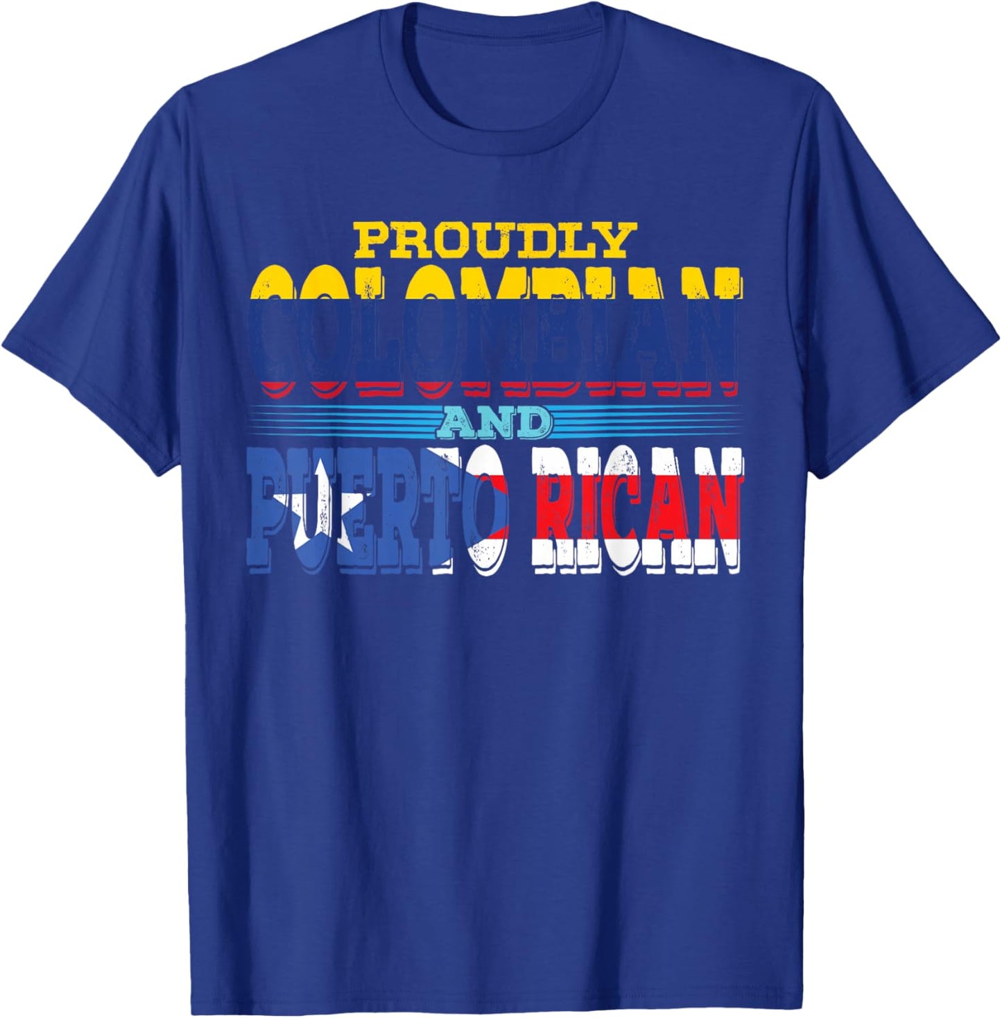Puerto Rico Colombia Flag Half Puerto Rican Half Colombian T-Shirt - T-Shirt | Royal