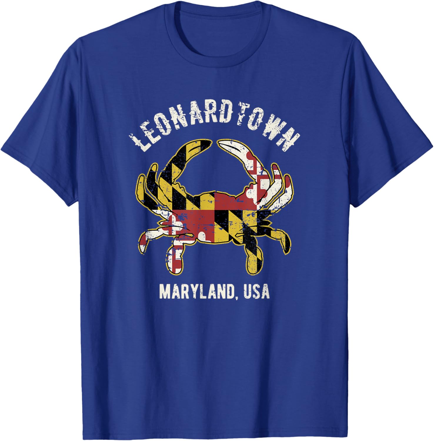 Leonardtown Maryland Crab Vintage Distressed Style Design T-Shirt - T-Shirt | Royal