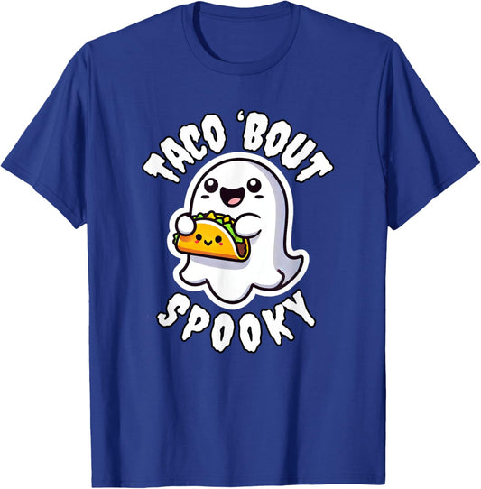 Taco' Bout Spooky Cute Ghost Holding a Taco Halloween Kids T-Shirt - T-Shirt | Royal