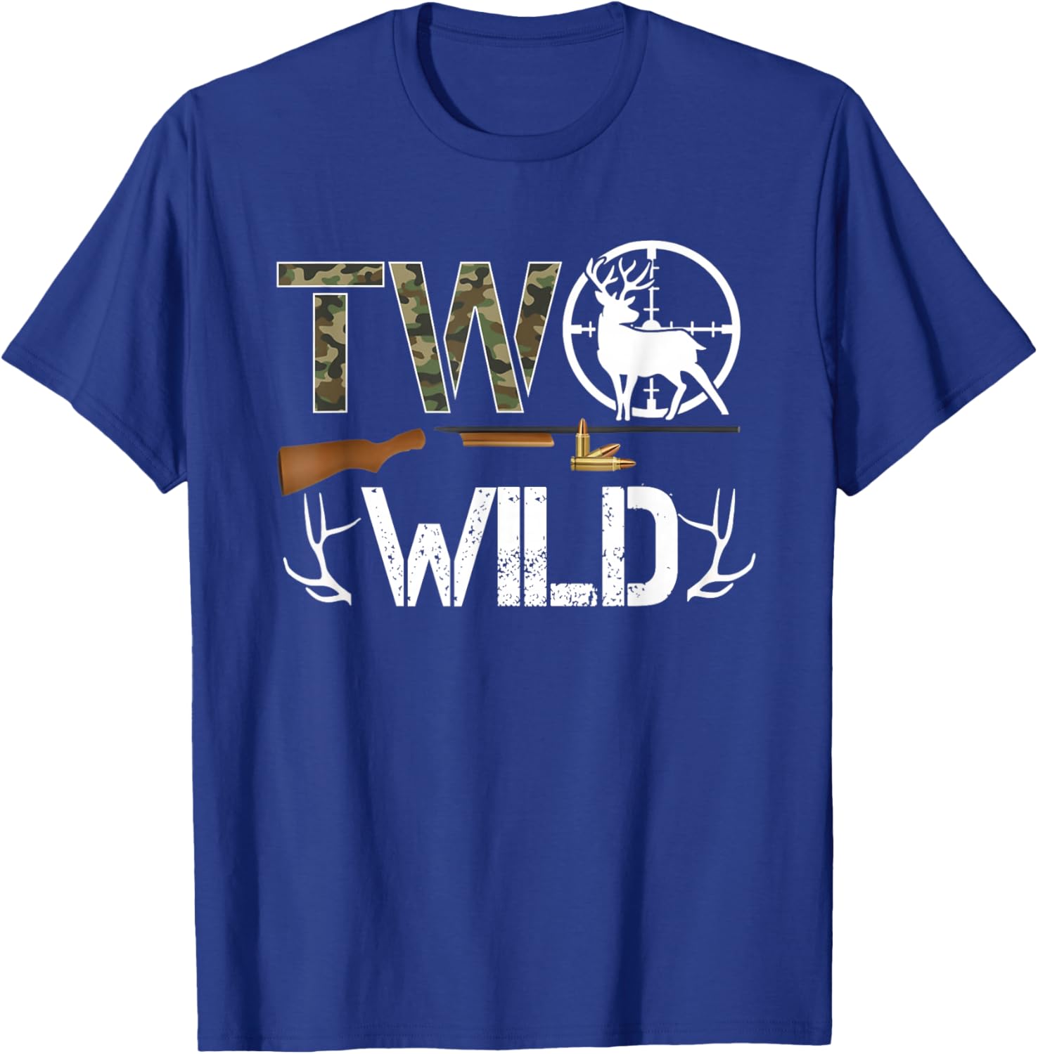 Two Wild Birthday Boy Deer Hunter Camouflage 2nd Birthday T-Shirt - T-Shirt | Royal