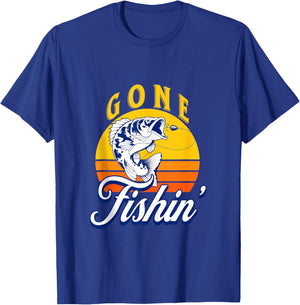 Funny Fisherman Gone Fishin Fishing T-Shirt - T-Shirt | Royal