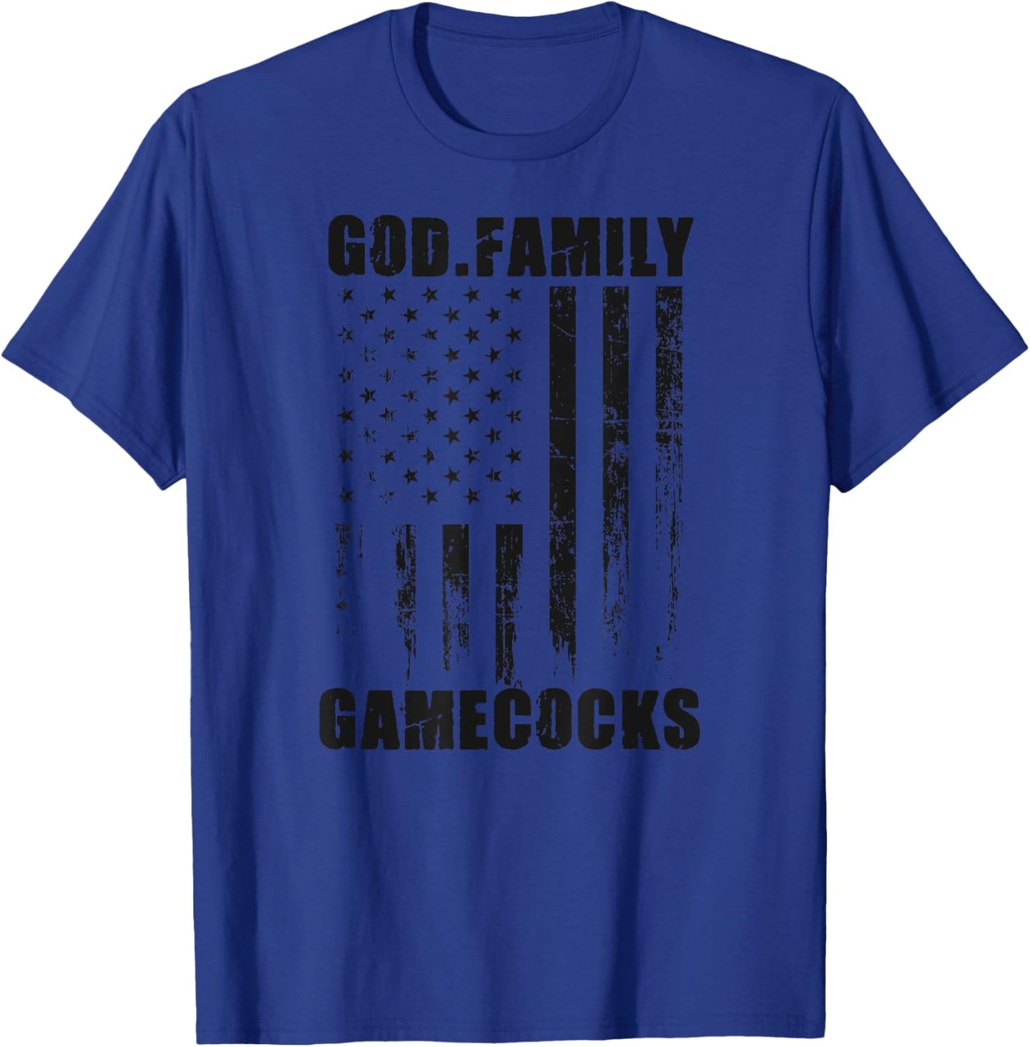 Screven County Gamecocks God. Family. Vintage USA Flag T-Shirt - T-Shirt | Royal