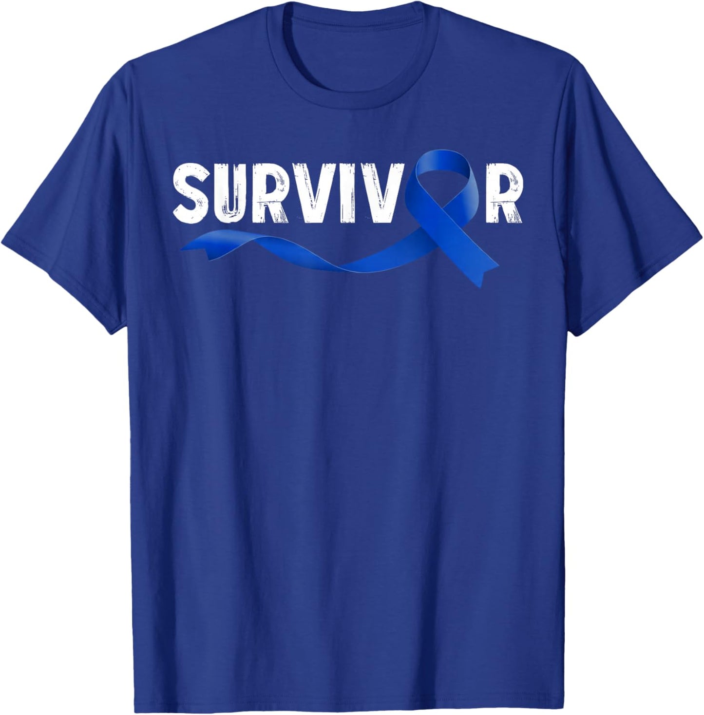 Survivor Colon Cancer Month Support Ruban Bleu T-Shirt - T-Shirt | Royal