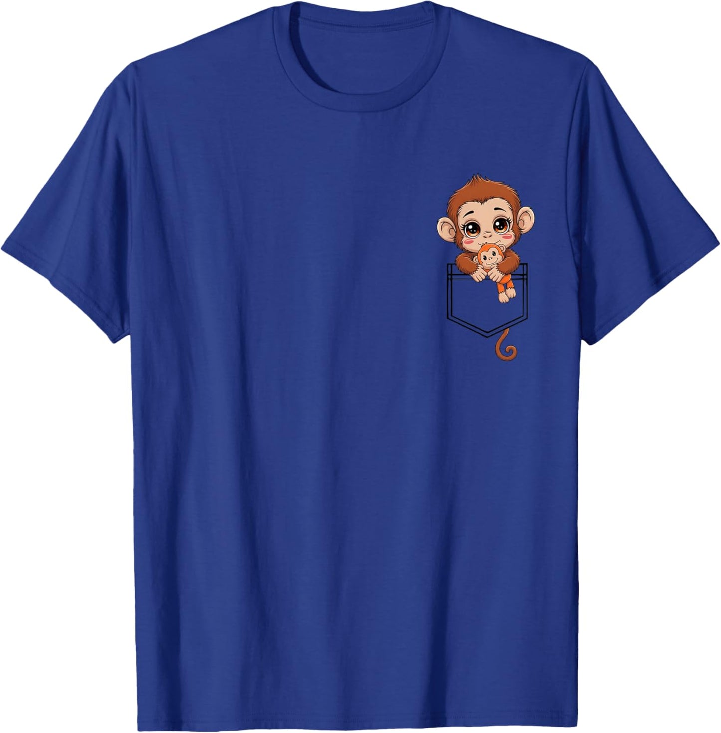 Cute Baby Monkey Named Punch in Pocket Funny Gifts Monkey T-Shirt - T-Shirt | Royal