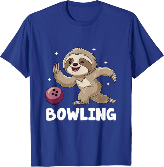 Sloth Playing Bowling Bowler Sports Athlete Game For Kids T-Shirt - T-Shirt | Royal