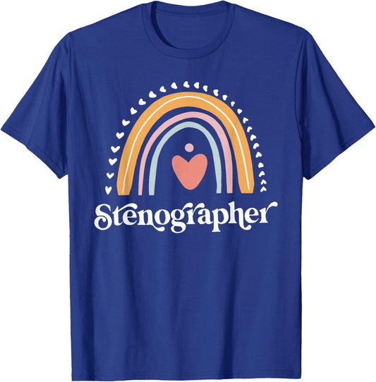 Rainbow Funny Stenographer Court Reporter Reporting Worker T-Shirt - T-Shirt | Royal