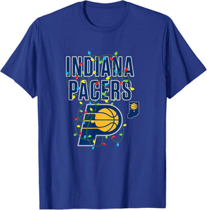 NBA Indiana Pacers Christmas Lights Holiday T-Shirt - T-Shirt | Royal