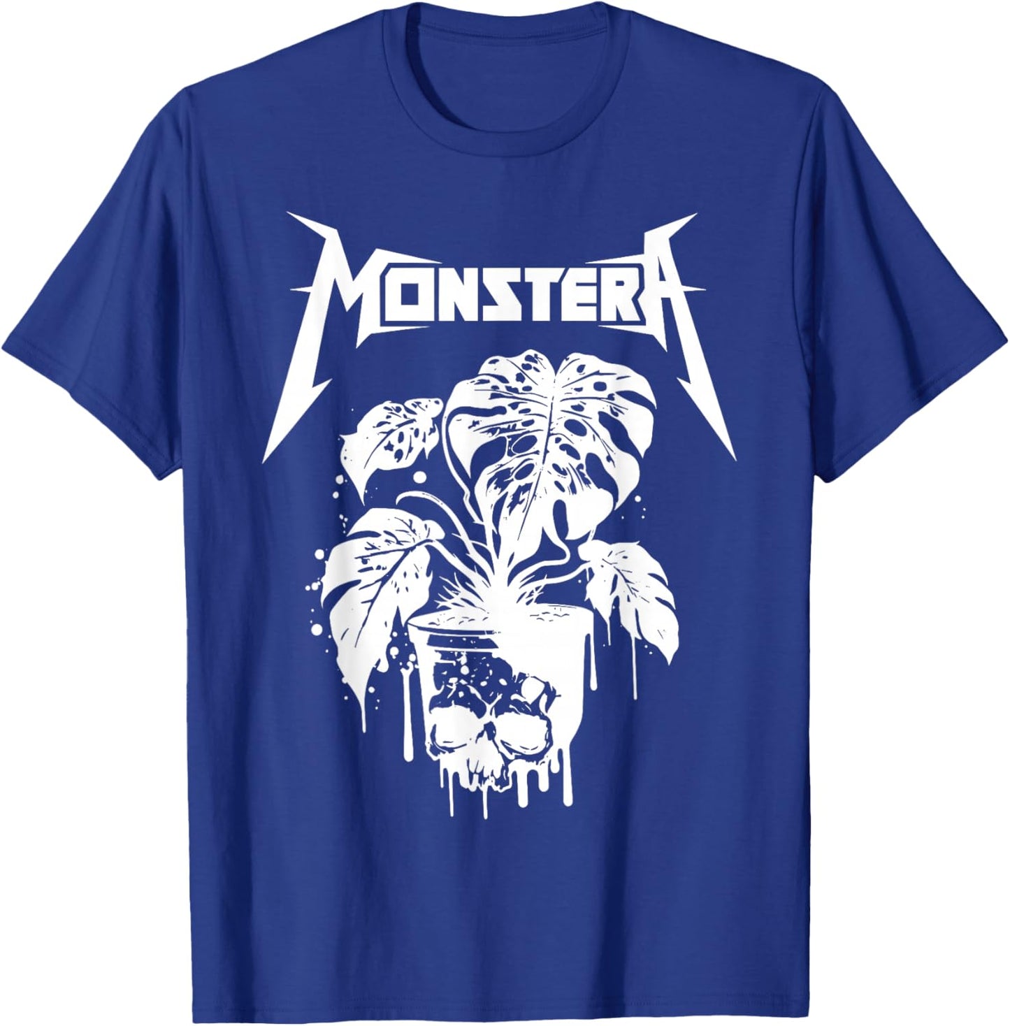 Monstera Funny Skull Plant Lover Grunge Gardener Metal Skull T-Shirt - T-Shirt | Royal