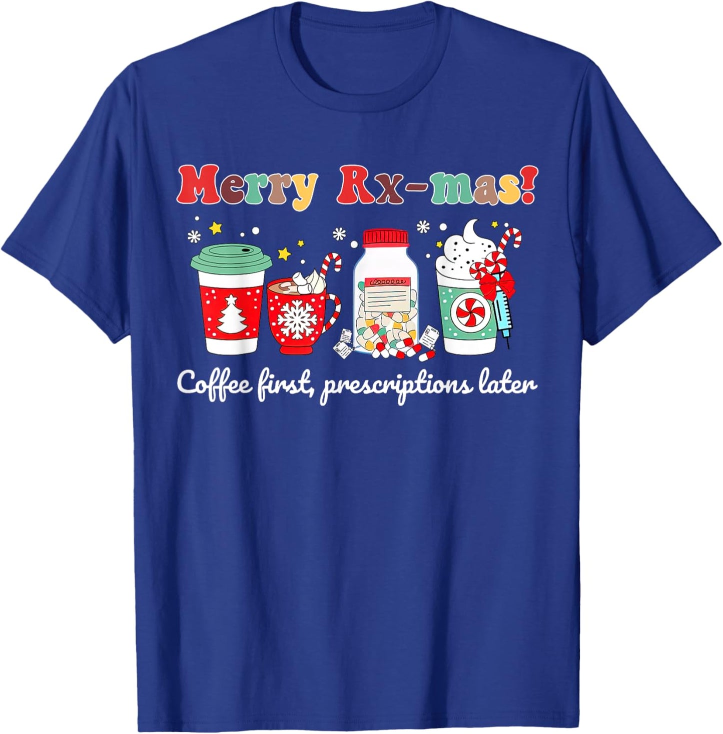 Merry Rx-max Christmas Oncology Pharmacist Pharmacy Tech T-Shirt - T-Shirt | Royal