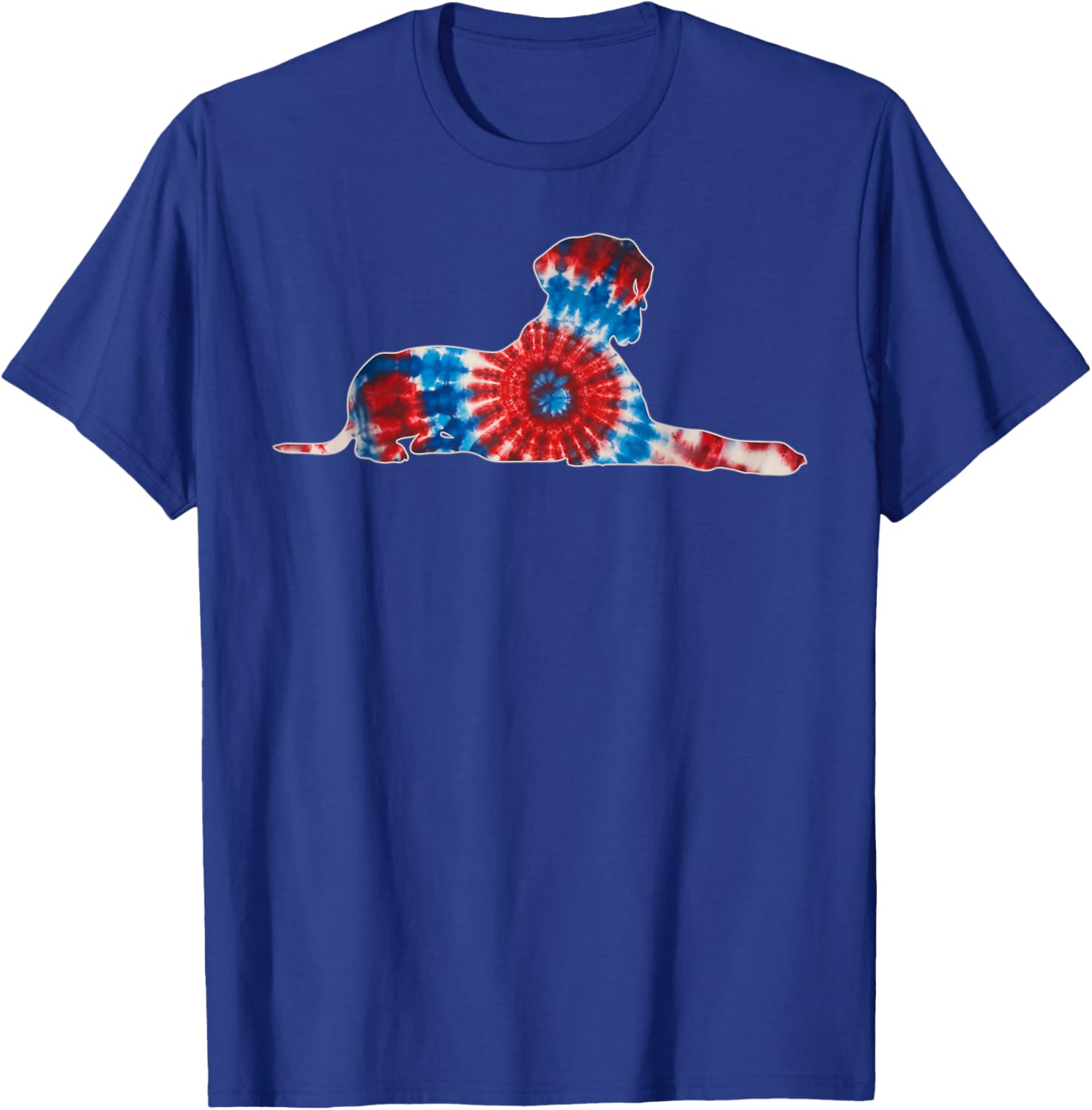 Great Dane Dog Red White Blue Tie Dye American Flag Colors T-Shirt - T-Shirt | Royal