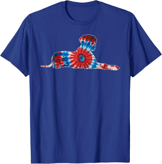 Great Dane Dog Red White Blue Tie Dye American Flag Colors T-Shirt - T-Shirt | Royal