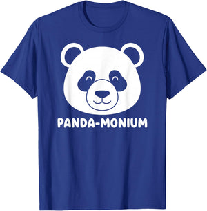 Panda Monium Funny Animal Pun Pandamonium Cute Bear T-Shirt - T-Shirt | Royal