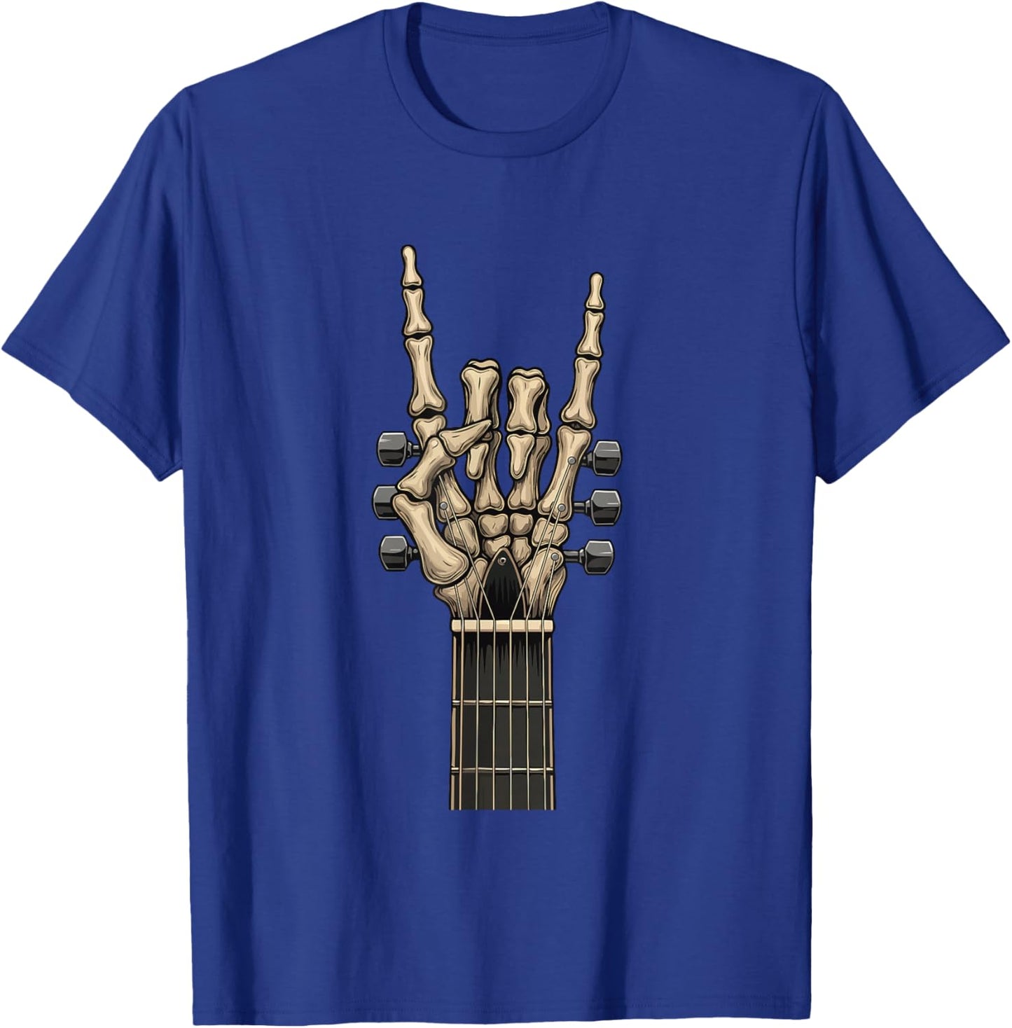 Rock On Skeleton Hand - Halloween Guitarist Guitar Player T-Shirt - T-Shirt | Royal