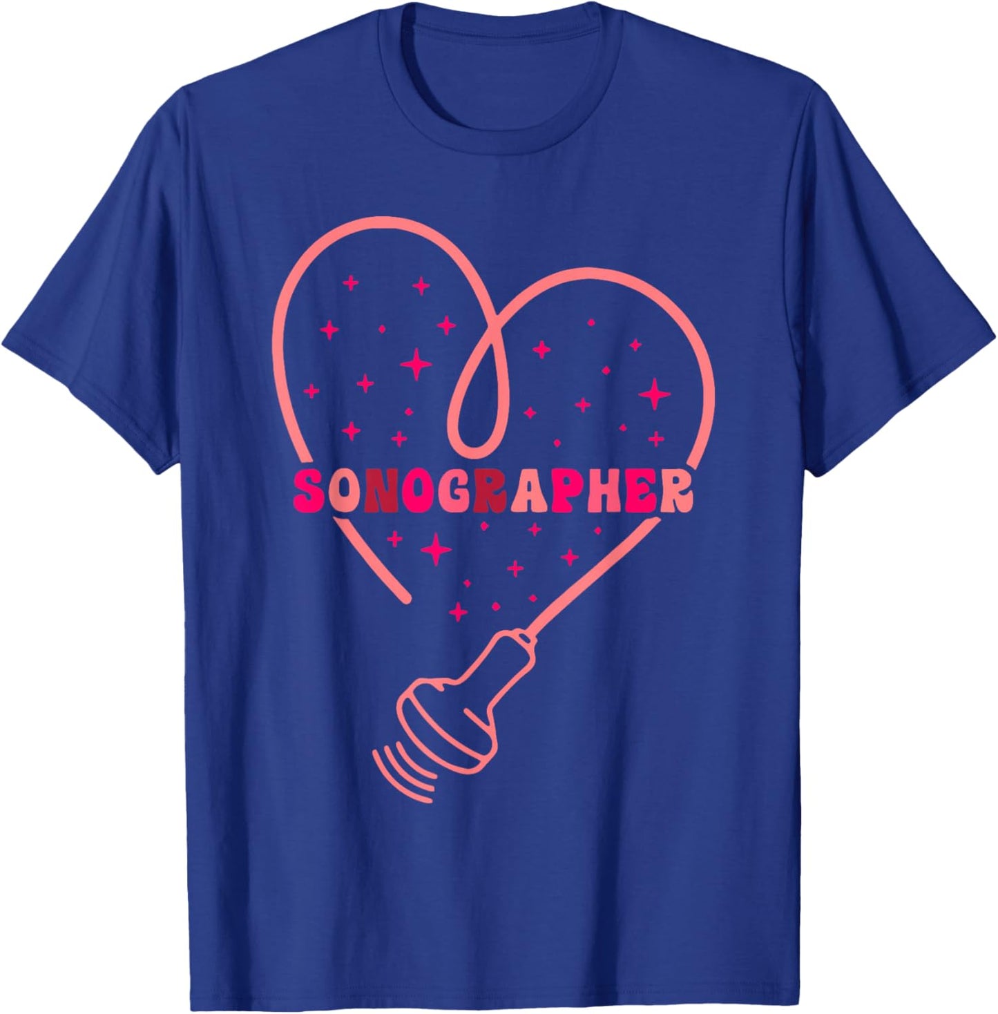 Sonographer Heart Valentine's Day Ultrasound Technologist T-Shirt - T-Shirt | Royal