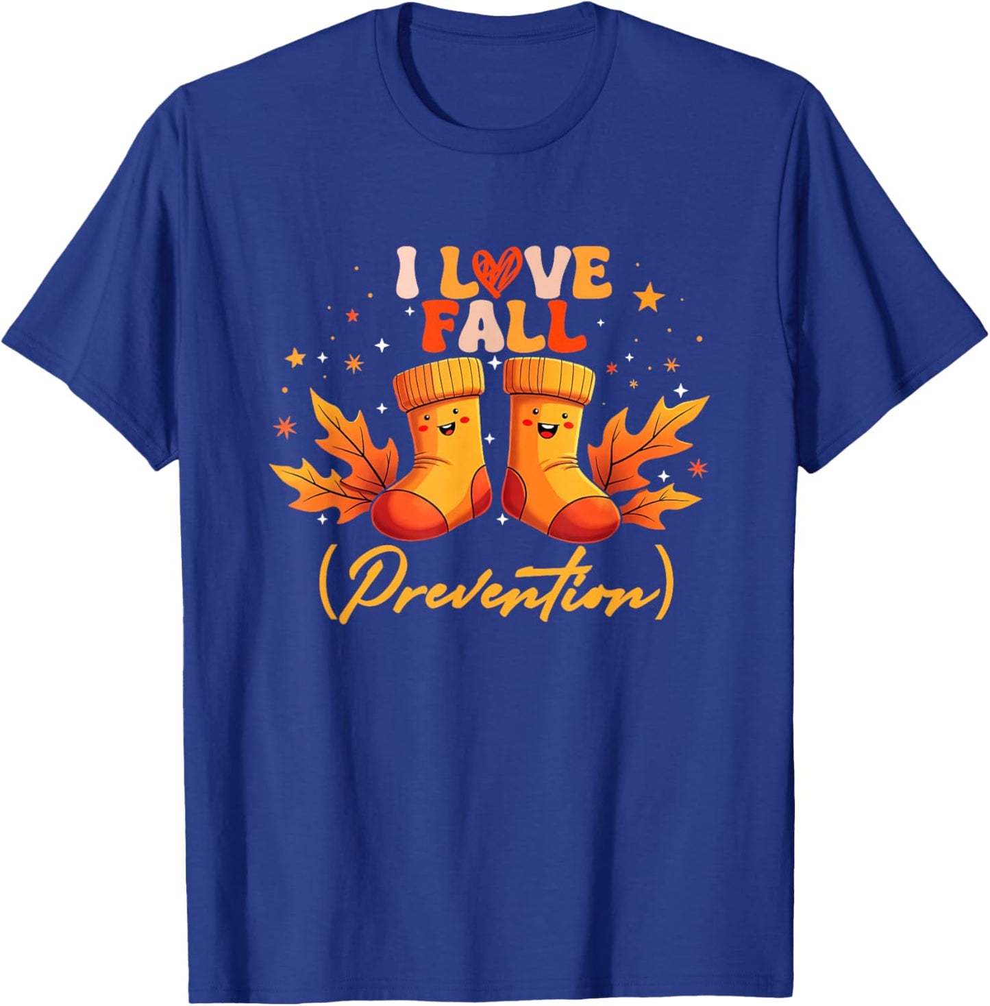 Groovy Retro I Love Fall (Prevention) Safety Nurse Halloween T-Shirt - T-Shirt | Royal