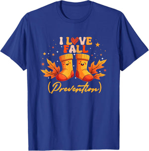Groovy Retro I Love Fall (Prevention) Safety Nurse Halloween T-Shirt - T-Shirt | Royal