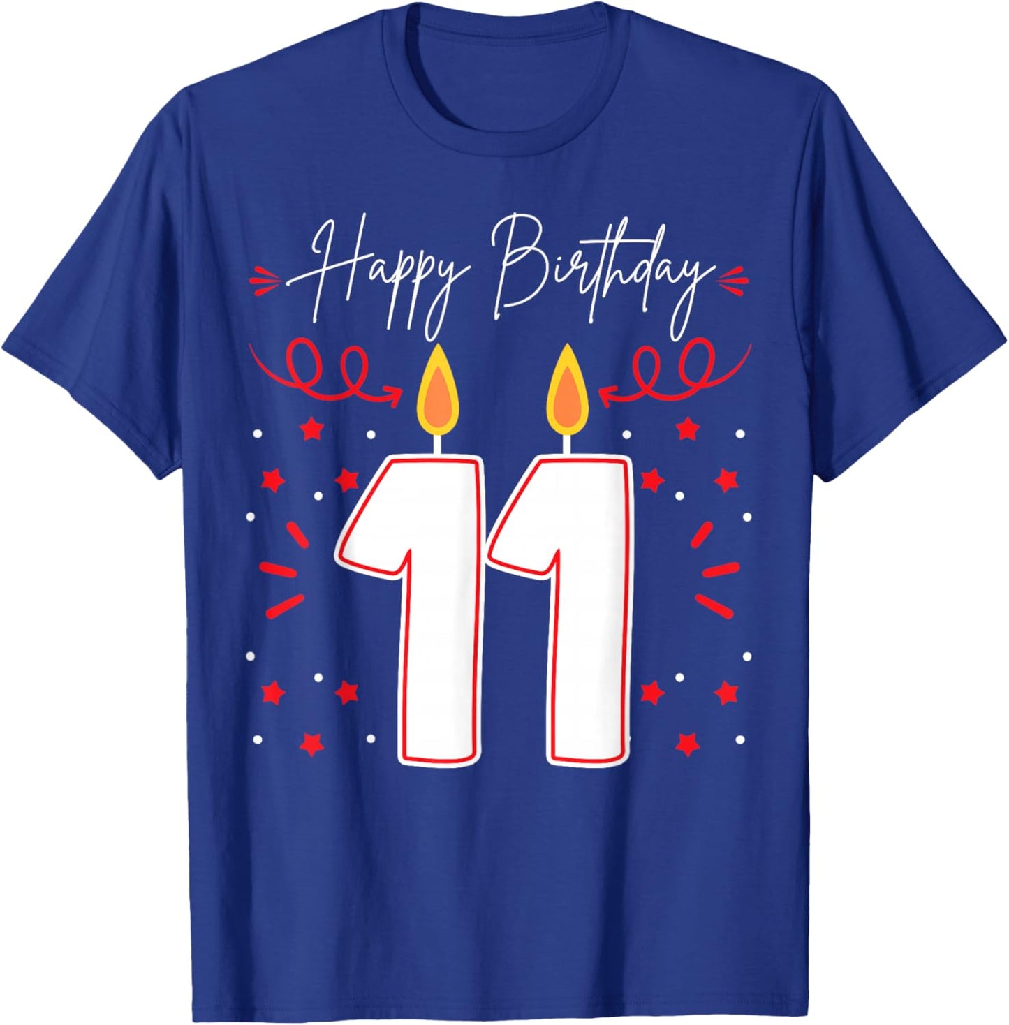 Candle 11 Birthday Party Decoration Wishes Candlelight Cake T-Shirt - T-Shirt | Royal