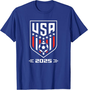 American Flag Soccer Team Boys Men Women Girls Soccer 2025 T-Shirt - T-Shirt | Royal
