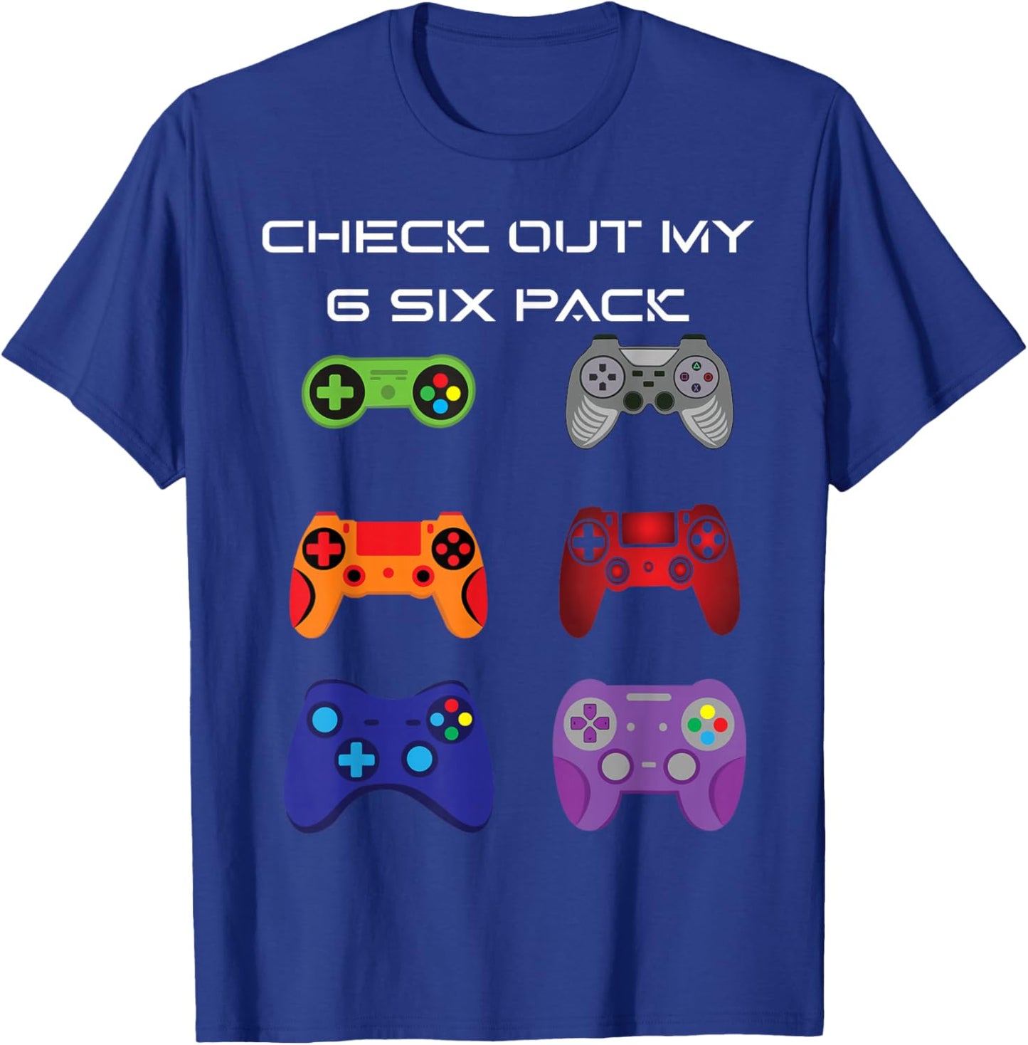 Check Out My 6 Six Pack Gamer Video Controller T-Shirt - T-Shirt | Royal