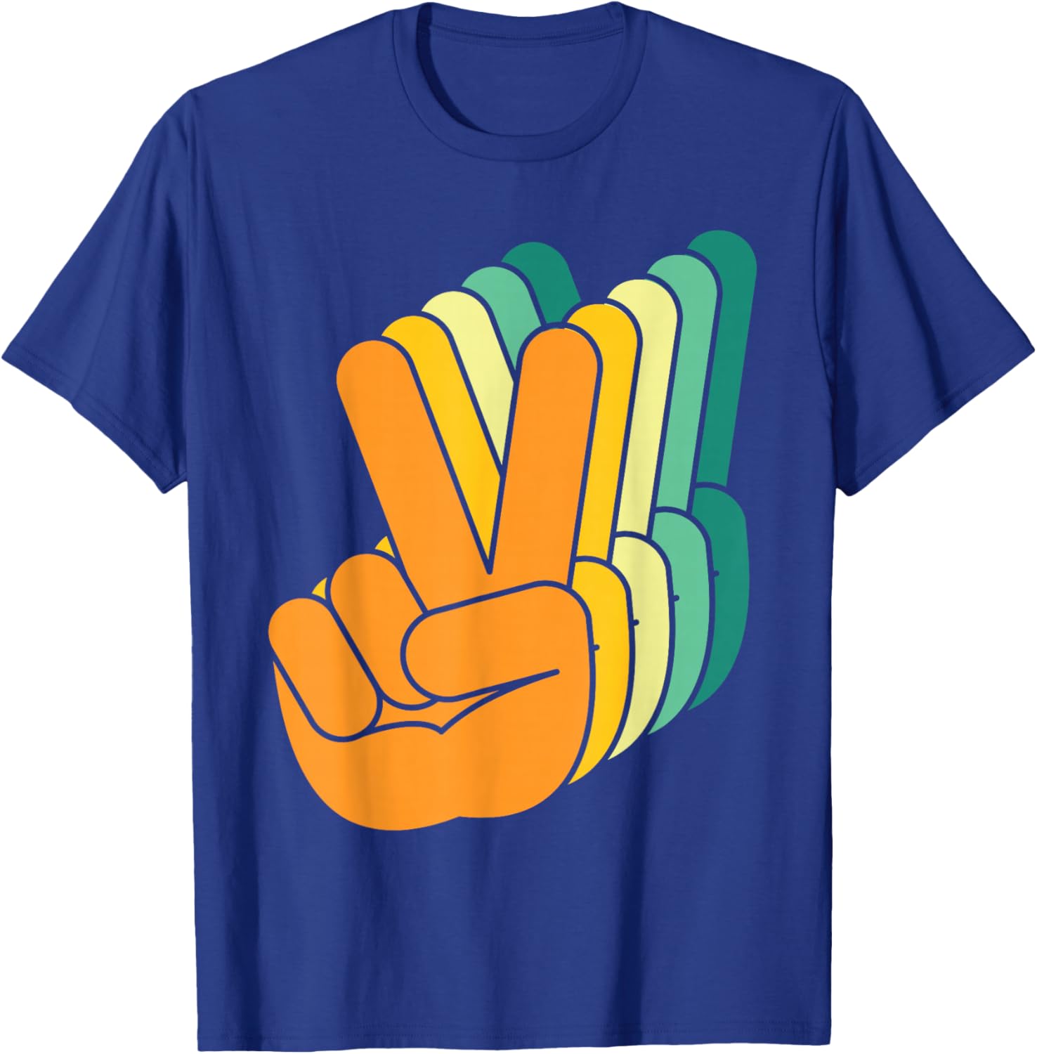 Retro Peace Sign V Fingers Vintage 60s 70s 80s Cool Graphic T-Shirt - T-Shirt | Royal